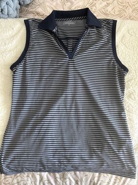 Vineyard Vines Navy & White Striped Sleeveless Polo Tank Top